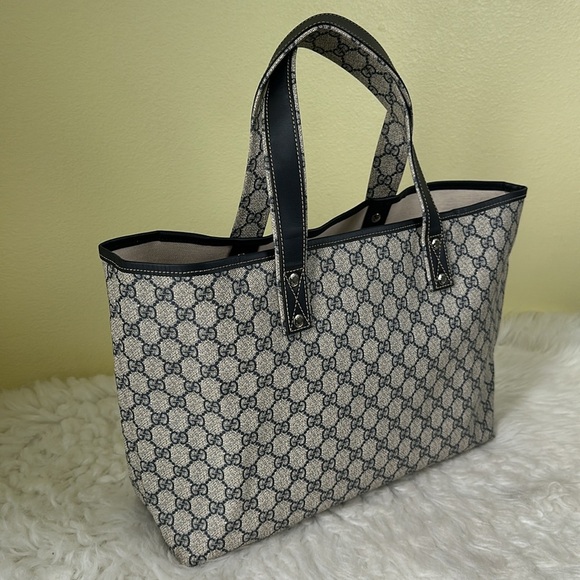 💯Authentic GUCCI GG Plus Monogram Medium Signature Web Loop Tote Navy🍀 - Picture 6 of 15